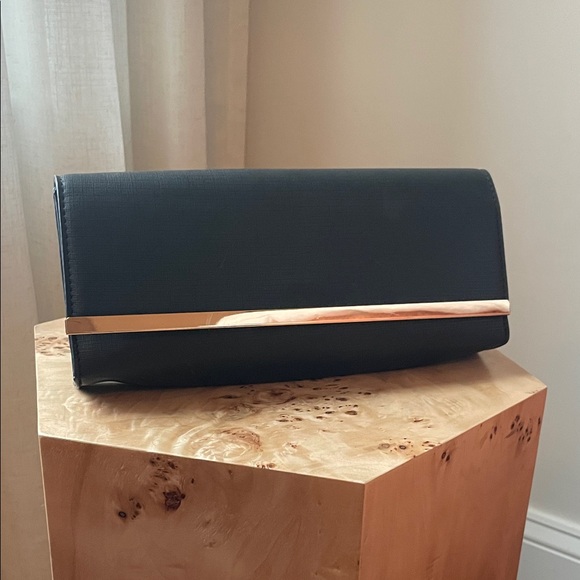 Summer & Rose Black Clutch with Gold Detail - Picture 1 of 4